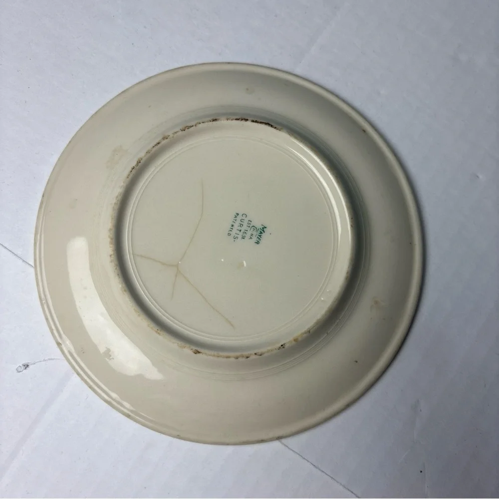 Vintage Mayer Curtis China Side Plate 7” Diameter Beige Green Decorative Serving